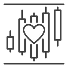 Poster - Heart and Financial Data Chart vector Perfect for Trading Enthusiasts thin line icon or symbol