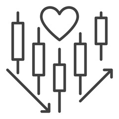 Poster - Japanese Candle chart with Heart vector thin line icon or symbol