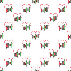Poster - Crypto Trading Chart with Heart vector colored seamless pattern