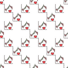 Poster - Graph and Heart for Investor and Trader vector Financial Overview colored seamless pattern