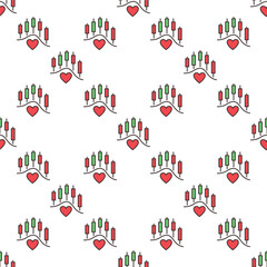 Poster - Red Heart and Financial Chart vector Stock Analysis colored seamless pattern