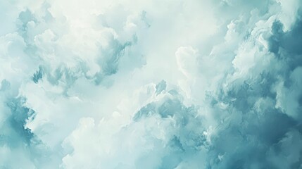 Wall Mural - An ethereal oil painting wallpaper with soft sky blues and whites blending into a textured gradient