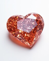 Poster - Radiant heart shaped gemstone shines with facets on a white background capturing love and luxury with a modern and minimalist aesthetic