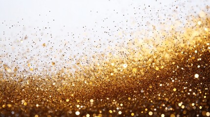 Poster - Sparkling golden glitter explosion on white background creates a festive and luxurious atmosphere perfect for celebration and design projects