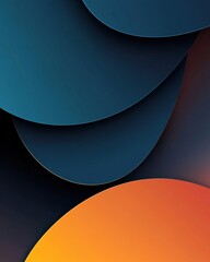 Poster - Abstract Design with Overlapping Circular Shapes in Blue and Orange Tones for Modern Backgrounds