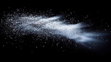 Poster - Abstract cosmic dust cloud on black background creating a dynamic ethereal dreamy scene for wallpaper and design element