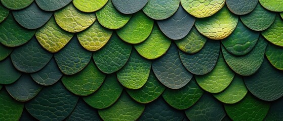 Poster - Lush Green Dragon Scale Pattern Background with Organic Texture and Vibrant Color Gradient for Fantasy Themes