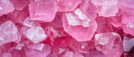 Poster - Captivating close up of raw rose quartz crystals showcasing their natural beauty and delicate pink hues perfect for holistic healing and mineral collection