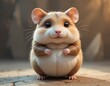 © Panen Creative - Adorable Cartoon Hamster Posing on Cracked Ground