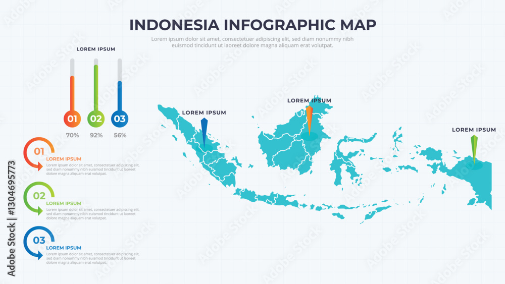 Infographic Map Of Indonesia Indonesia Country Map Infographic Colored