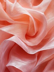 Poster - Delicate peach fabric folds in soft light airy texture creating a gentle abstract design for backgrounds and textile art with a calming aesthetic