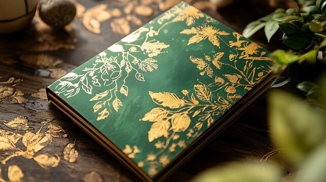 Stunning Green and Gold Wedding Cards with Nature Elements