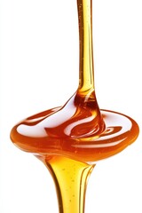 Poster - Golden honey cascade on white backdrop showcasing natural sweetness and smooth texture in a minimalist style