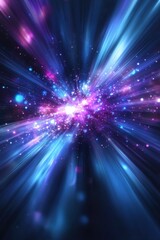 Poster - Hyperspace Light Speed Journey Through the Cosmos Abstract Background with Bursting Energy and Cosmic Dust Radiating from a Central Point