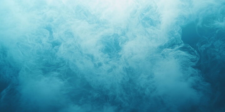 Abstract sky blue background. Clouds of rising smoke in cold lighting
