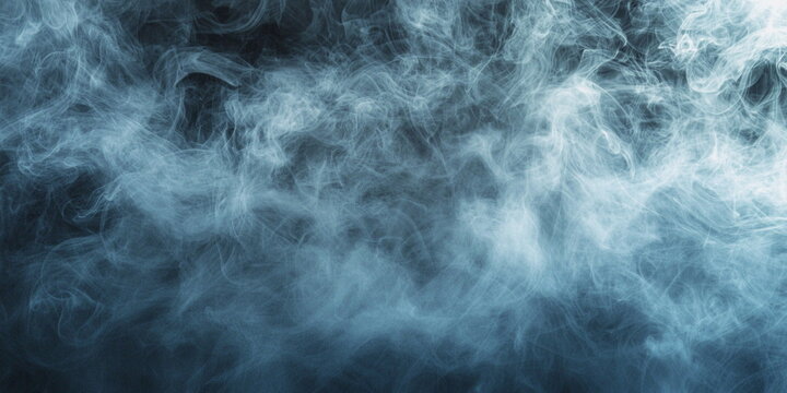 Abstract sky blue background. Mysterious atmosphere with white smoke
