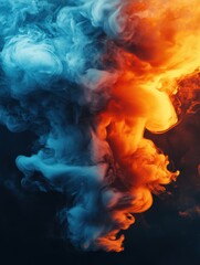 Poster - Abstract ethereal smoke art with dynamic vibrant color blending in a captivating dark background