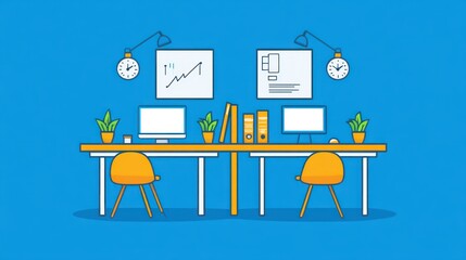Poster - Modern office workspace, simplified design