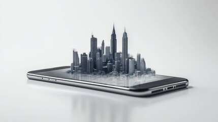 Poster - Cityscape model on a smartphone screen