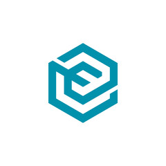 Geometric Hexagon Letter E Logo design vector template isolated on white background