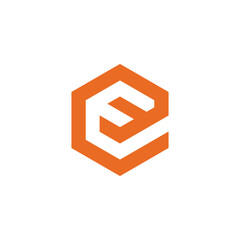 Geometric Hexagon Letter E Logo design vector template isolated on white background