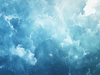 Poster - Abstract watercolor background in shades of blue and white creating a dreamy ethereal atmosphere with soft texture and fluid movement