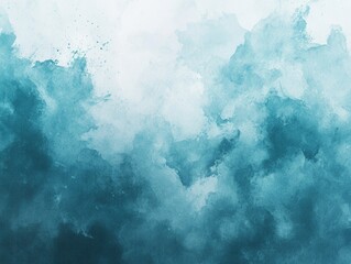 Poster - Abstract watercolor painting in shades of blue and white creating a serene and dreamy artistic background with a calming and peaceful visual mood