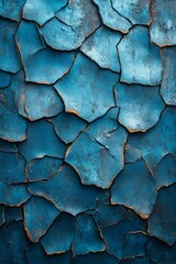 Aufkleber - Cracked blue paint creating abstract golden lines texture background