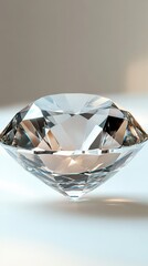 Poster - Exquisite diamond close up showcasing brilliant facets and clarity on a soft gradient background capturing luxury and elegance with a clean minimalist style