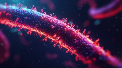Poster - Vibrant Close-up of Abstract Viral Structure with Colorful Details and Bokeh Background