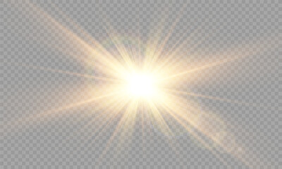 Wall Mural - glow isolated white transparent light effect, sun light with lens flare effect. sun flush, overlays,