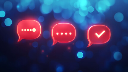 Red Speech Bubbles with Status Icons and Splash Effects
