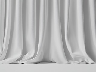 Poster - Elegant flowing white fabric backdrop creating a serene atmosphere perfect for product presentation and studio photography showcasing smooth texture