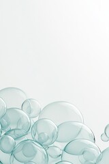 Poster - Transparent bubbles of various sizes drift gently against a soft background, creating a calming and abstract visual effect in a tranquil environment