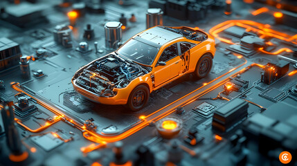 Poster - Electric car circuit board innovation