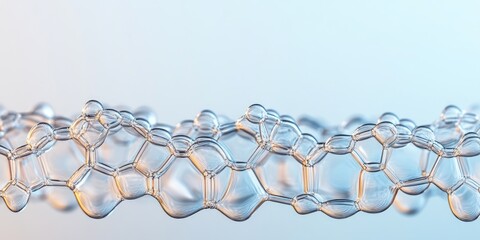 Poster - Close-up view of transparent molecular structures showcasing intricate connections and a soft gradient background, creating an elegant visual effect