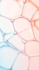 Poster - Soap bubbles form intricate patterns with delicate lines and spheres, showcasing a blend of blue and red hues in an artistic display