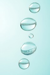 Poster - Bubbles float upward in calm turquoise water, creating a peaceful and serene visual effect. Light reflects gently off their surfaces, enhancing the tranquility