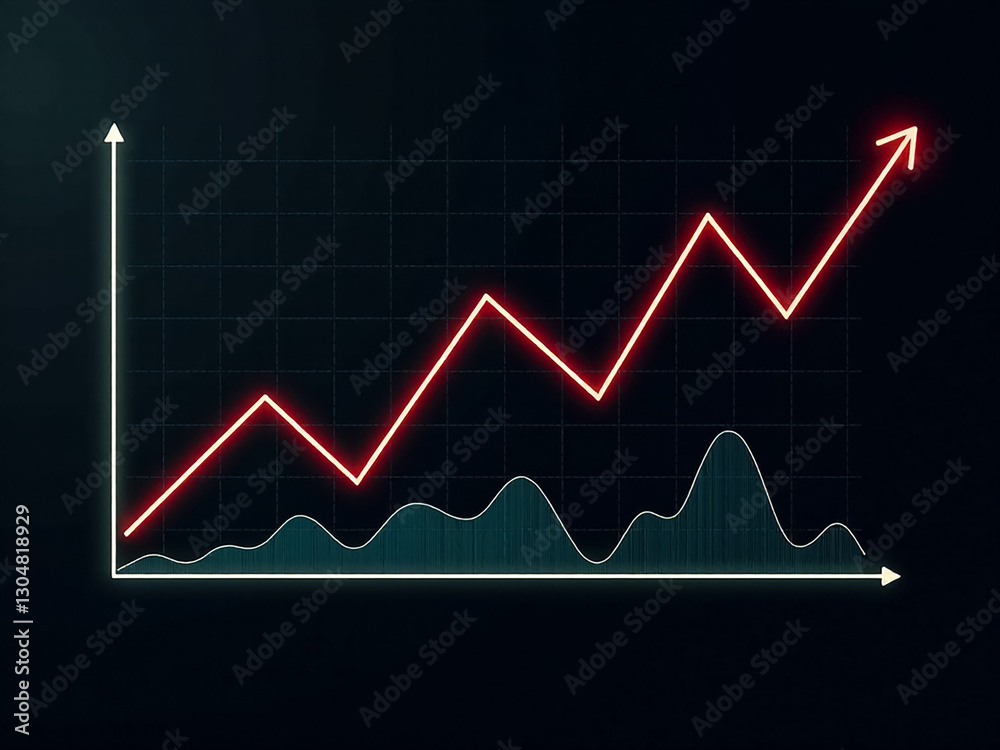 Ascending arrow graph symbolizing financial growth on digital black ...