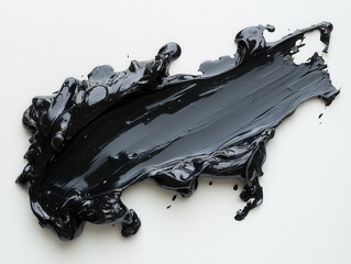 Aufkleber - Abstract black paint stroke on white canvas surface artistic expression creative background dark color contemporary art