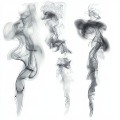 Aufkleber - Elegant Gray Smoke Patterns Rising Against a Clean White Background -  A Study in Abstract Forms
