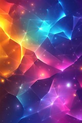 Poster - Abstract geometric background with vibrant colors and glowing lights creating a modern and futuristic design for digital art and technology