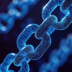 Poster - Stunning Abstract Representation of Connected Digital Chains in Glowing Blue Network Design for Technology Themes