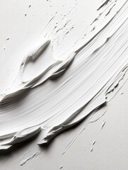 Poster - Abstract impression of white paint stroke on canvas with textured surface and bright light creating a clean and modern aesthetic for design projects