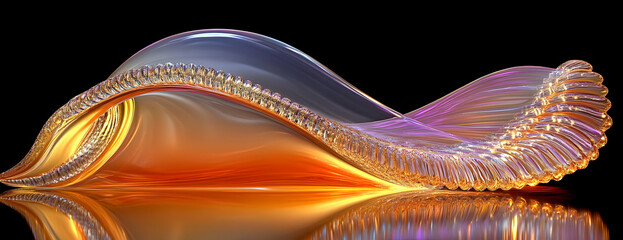 Poster - Abstract glass sculpture, studio shot, orange, purple