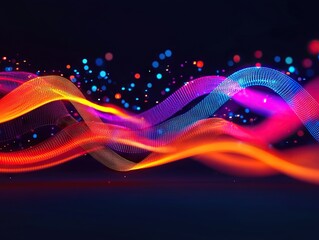 Aufkleber - Dynamic light waves dancing in a colorful display abstract art digital creation dark background artistic viewpoint