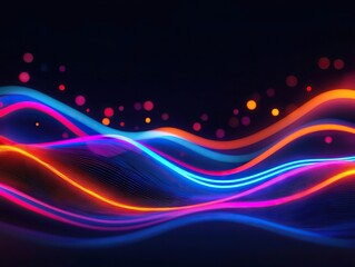 Aufkleber - Dynamic color waves dance in bright lights abstract design digital art dark background vibrant mood