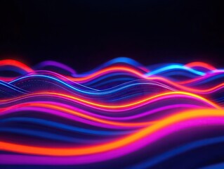 Aufkleber - Vibrant light waves dance across a dark background abstract art digital artwork colorful environment side view
