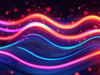 Aufkleber - Dynamic light waves abstract digital art colorful patterns vibrant environment artistic viewpoint visual concept