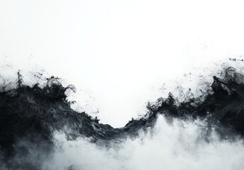 Poster - Dark and Luminous Ocean Waves Surging in Dynamic Motion with Abstract Texture and Contrasting Light Background for Artistic and Design Projects